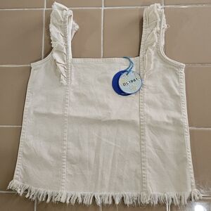 NWT! DL1961 Ruffle Fray Denim Crop Tank Top. Size Juniors Medium.